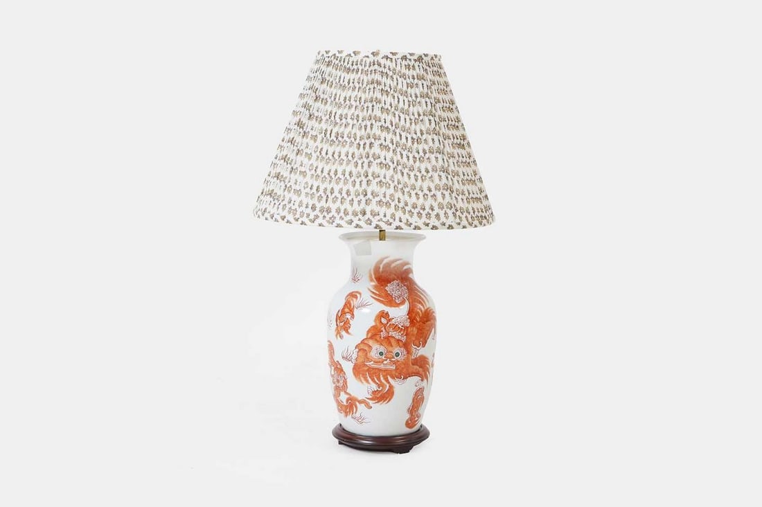 A porcelain vase table lamp, 20th century, Chinese, (1 of 3)