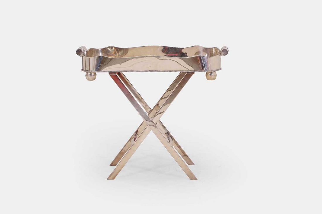 A silver-plated tray on stand, of recent manufacture, (1 of 3)