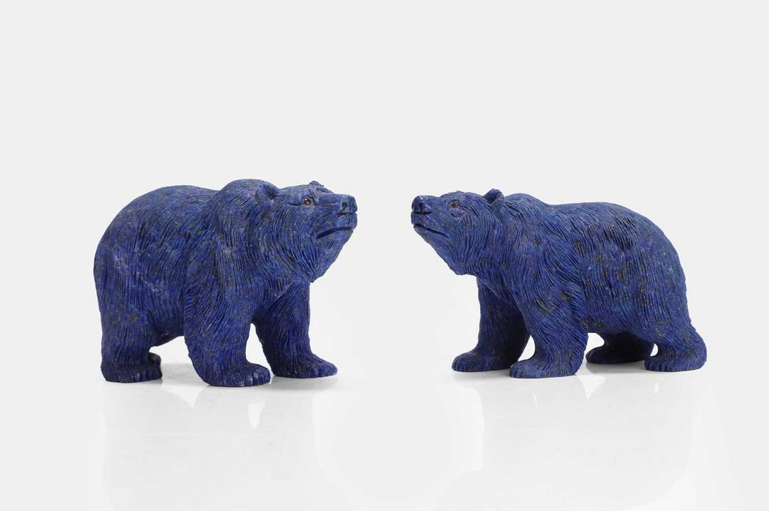 Two carved lapis lazuli bears, 20th century, (1 of 3)