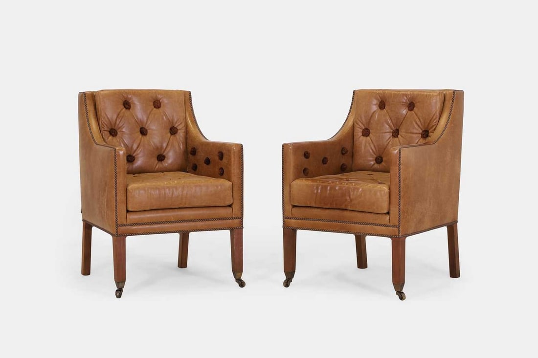 A pair of David Linley 'Nelson' armchairs, of recent manufacture, (1 of 4)