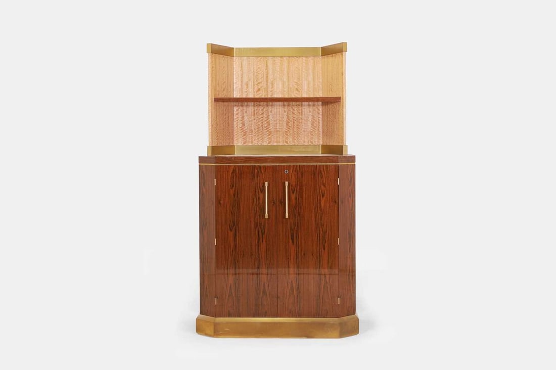 A bespoke David Linley walnut and satinwood cabinet, of recent manufacture, (1 of 3)