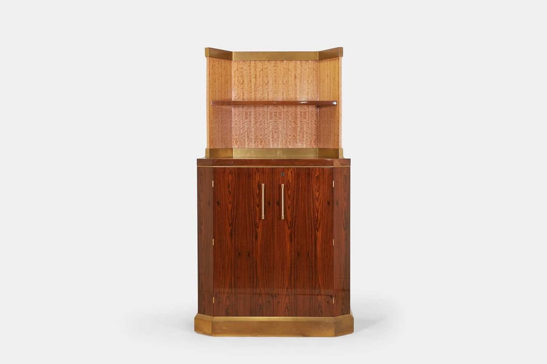 A bespoke David Linley walnut and satinwood cabinet, of recent manufacture, (1 of 4)