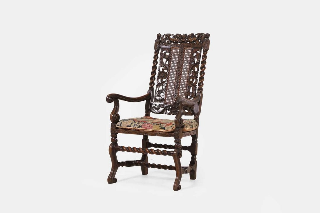 A Charles II walnut armchair, circa 1660, (1 of 3)
