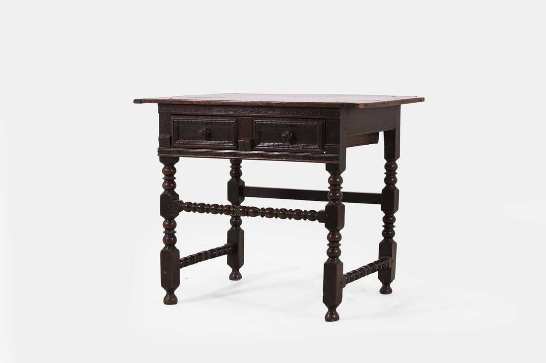 A Charles II oak side table, circa 1680, (1 of 4)
