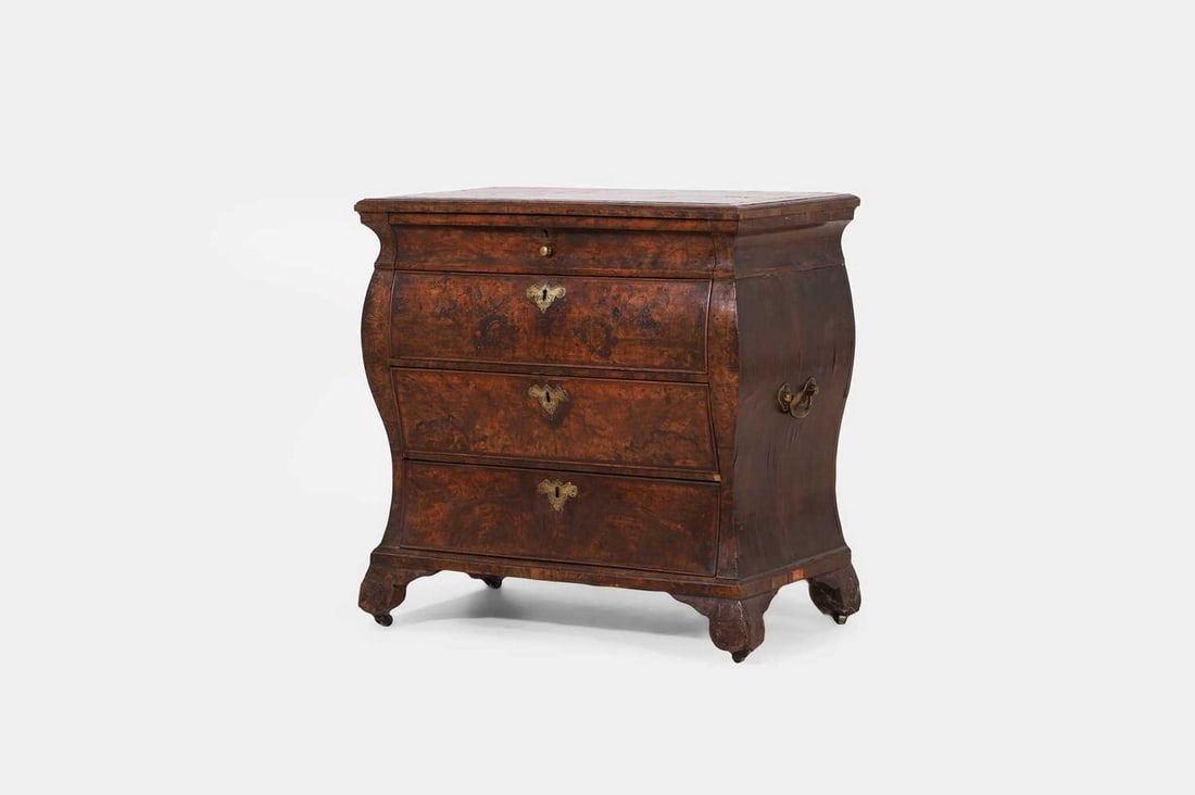 A burr elm commode, circa 1755, Dutch, (1 of 3)