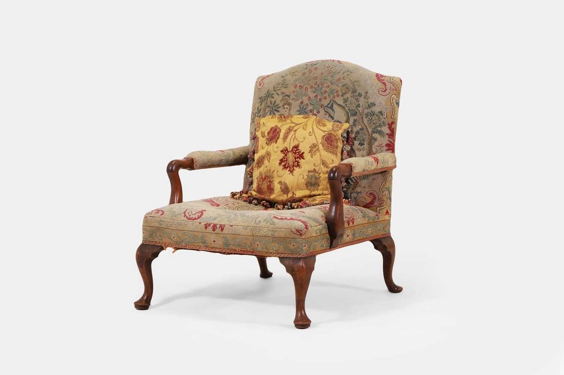 A George III walnut library armchair, circa 1770, (1 of 3)