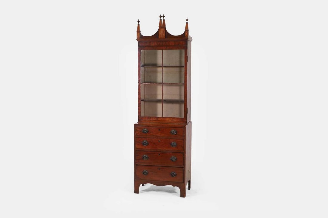 A late George III mahogany china cabinet, circa 1790, (1 of 3)