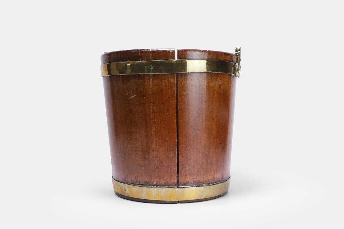 A George III mahogany and brass-bound plate bucket, third quarter of the 18th century, (1 of 3)