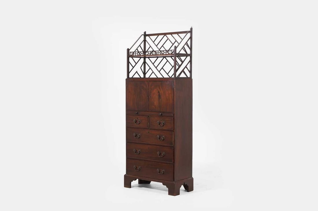 A George III mahogany secretaire cabinet, circa 1770, (1 of 3)