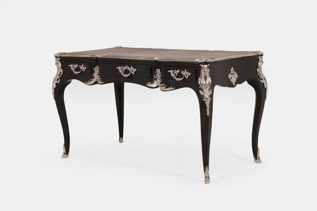 A Louis XV-style ebonised and shagreen bureau plat, 20th century, (1 of 4)