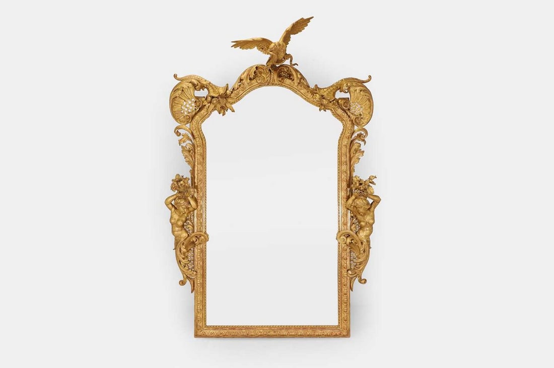 A large George III-style giltwood wall mirror, late 19th century, (1 of 3)