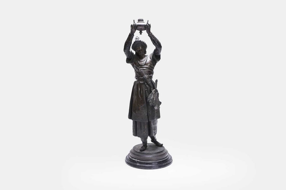 Manner of Jean Didier Début, a bronze figure of an Ottoman warrior, 20th century, (1 of 3)