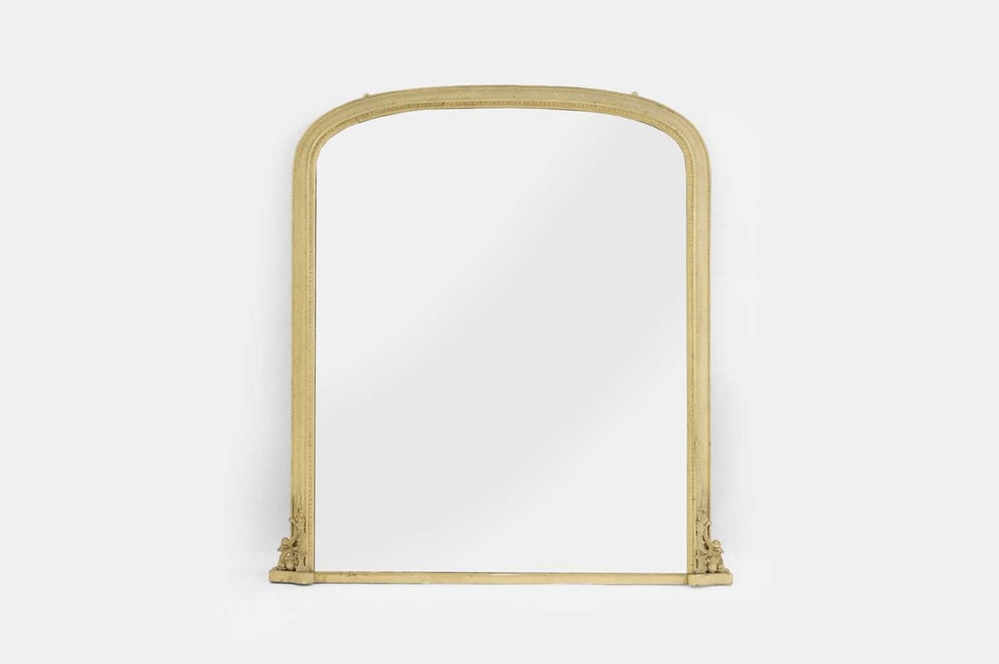 A painted wooden overmantel mirror, late 19th century, (1 of 3)