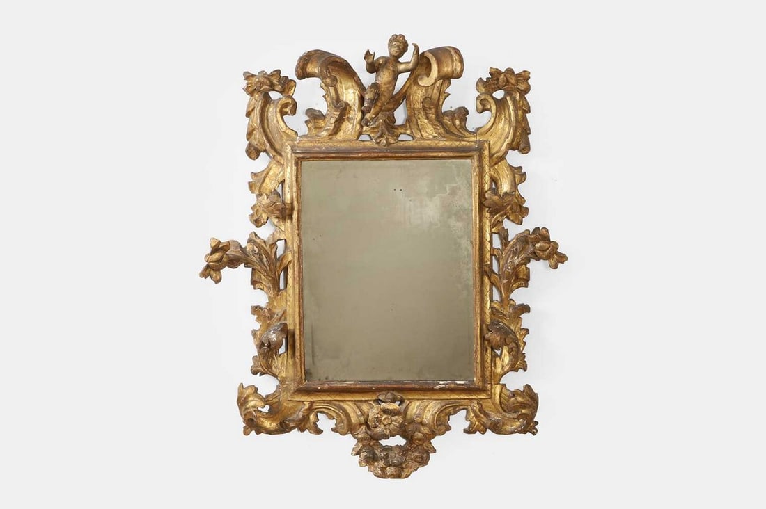 A baroque giltwood mirror, 18th century, Italian, (1 of 3)