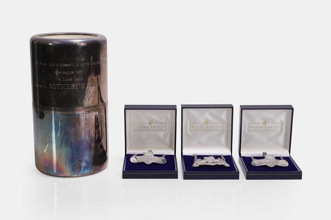 Three silver wine labels, by Wyard Druitt & Co. Ltd., Birmingham, two 2004, one 2003, (1 of 4)