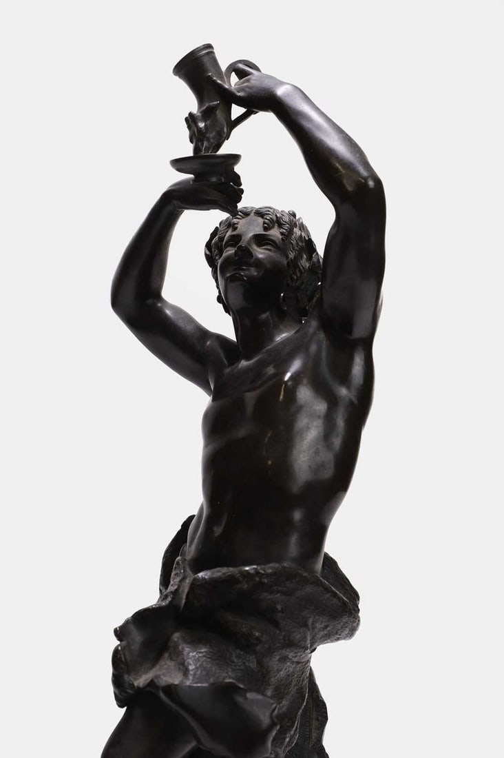 After Pierre-Alexandre Schoenewerk, a bronze figure of Bacchus, (1 of 5)