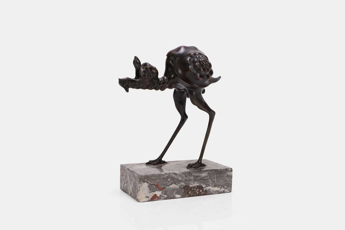After Arent van Bolten of Zwolle, a patinated bronze model of a grotesque monster, late 19th/early: After Arent van Bolten of Zwolle, a patinated bronze model of a grotesque monster, late 19th/early 20th century, after the original oil lamp, with a shell back and bird's legs, mounted on a rectangula