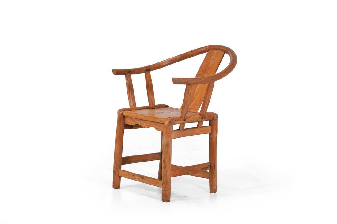 A small elm horseshoe chair, 20th century, Chinese, (1 of 4)