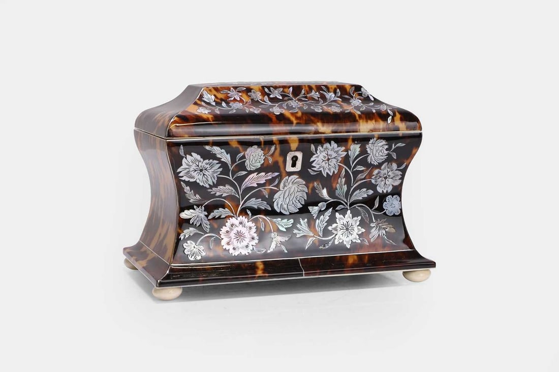 A Regency tortoiseshell tea caddy, early 19th century, (1 of 3)