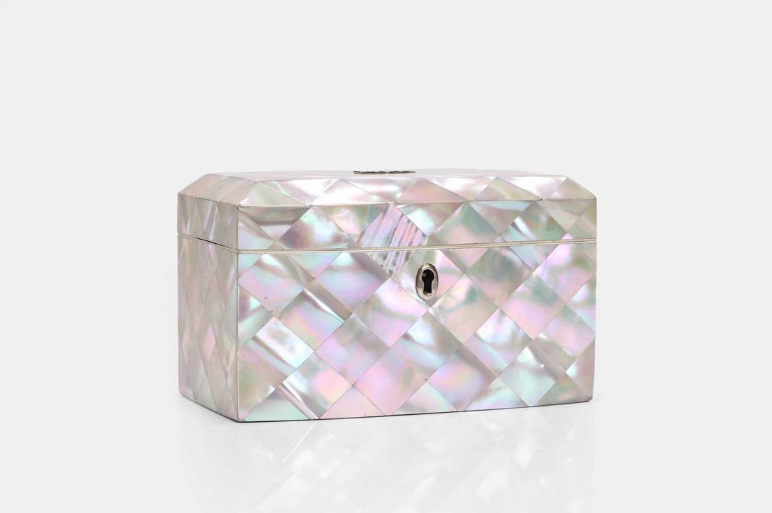 A mother-of-pearl stationery box, 19th century, (1 of 3)