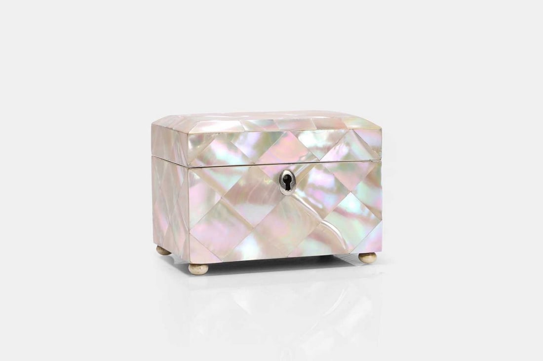 A mother-of-pearl tea caddy, 19th century, (1 of 3)