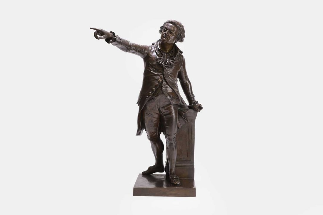 After François Truphème, a bronze bust of Honoré Gabriel Riqueti, Count of Mirabeau,: After François Truphème, a bronze bust of Honoré Gabriel Riqueti, Count of Mirabeau, 20th century, raised on a plinth base, indistinctly signed (22cm base diameter, 46cm high) Condition