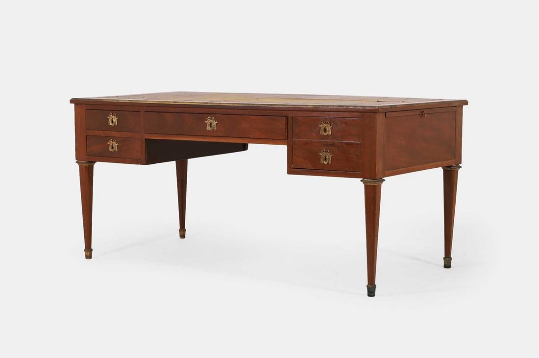 A large Consulate ormolu-mounted mahogany bureau plat, circa 1800, (1 of 4)