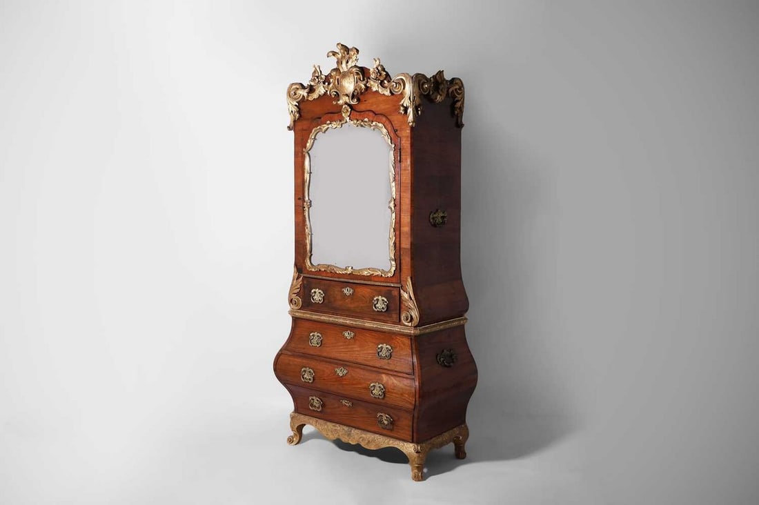 A rococo kingwood and parcel-gilt bureau cabinet in the manner of Matthias Ortmann, second quarter (1 of 13)