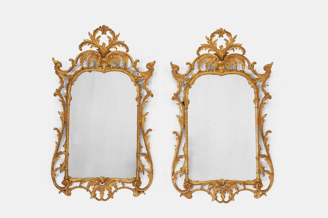 A pair of early George III-style giltwood pier mirrors, late 19th/early 20th century, (1 of 4)