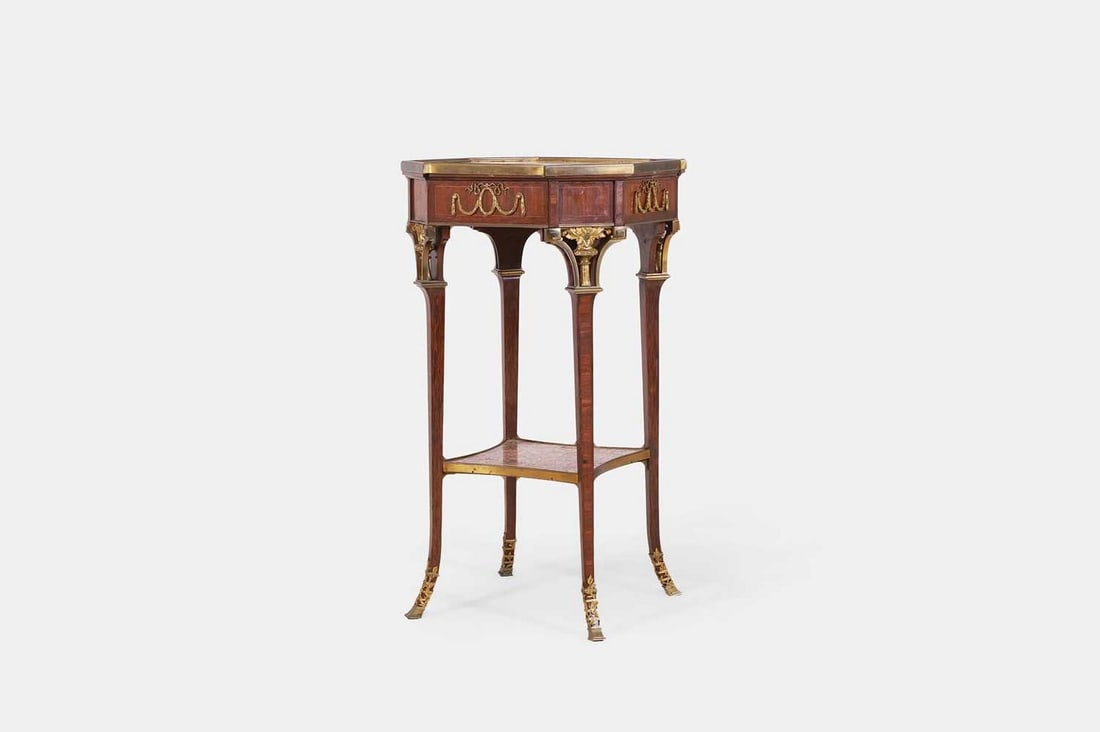 A Louis XV-style kingwood and amaranth side table, late 19th century, French, (1 of 3)
