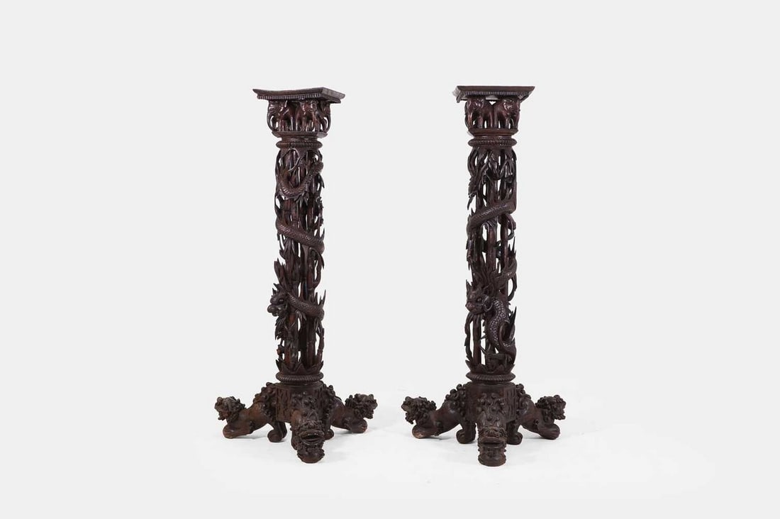 A pair of hardwood jardinière stands, late 19th/early 20th century, Chinese, (1 of 3)