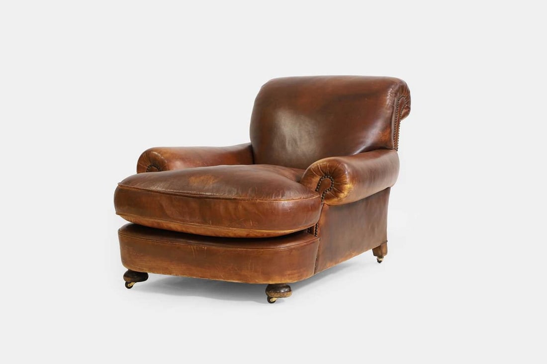 A late Victorian leather club armchair, circa 1890, (1 of 4)