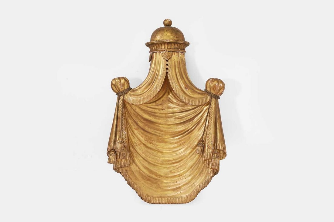 A giltwood bed corona, 19th century, probably Italian, (1 of 3)