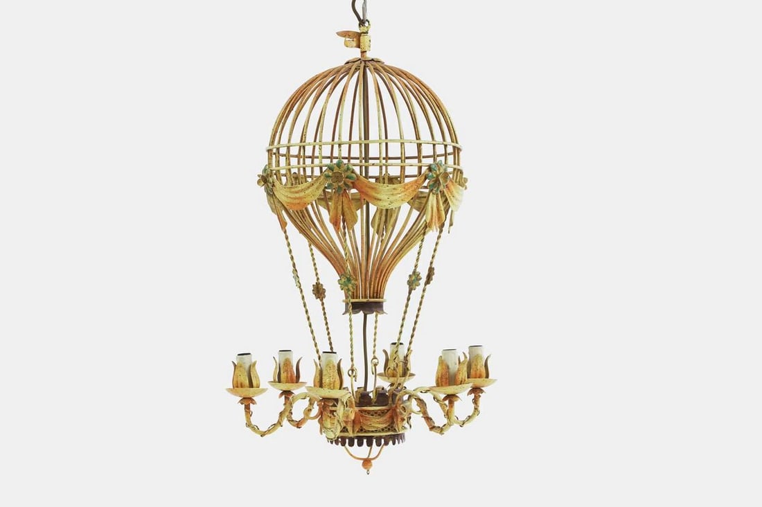A toleware ceiling light, 20th century, Italian, (1 of 2)