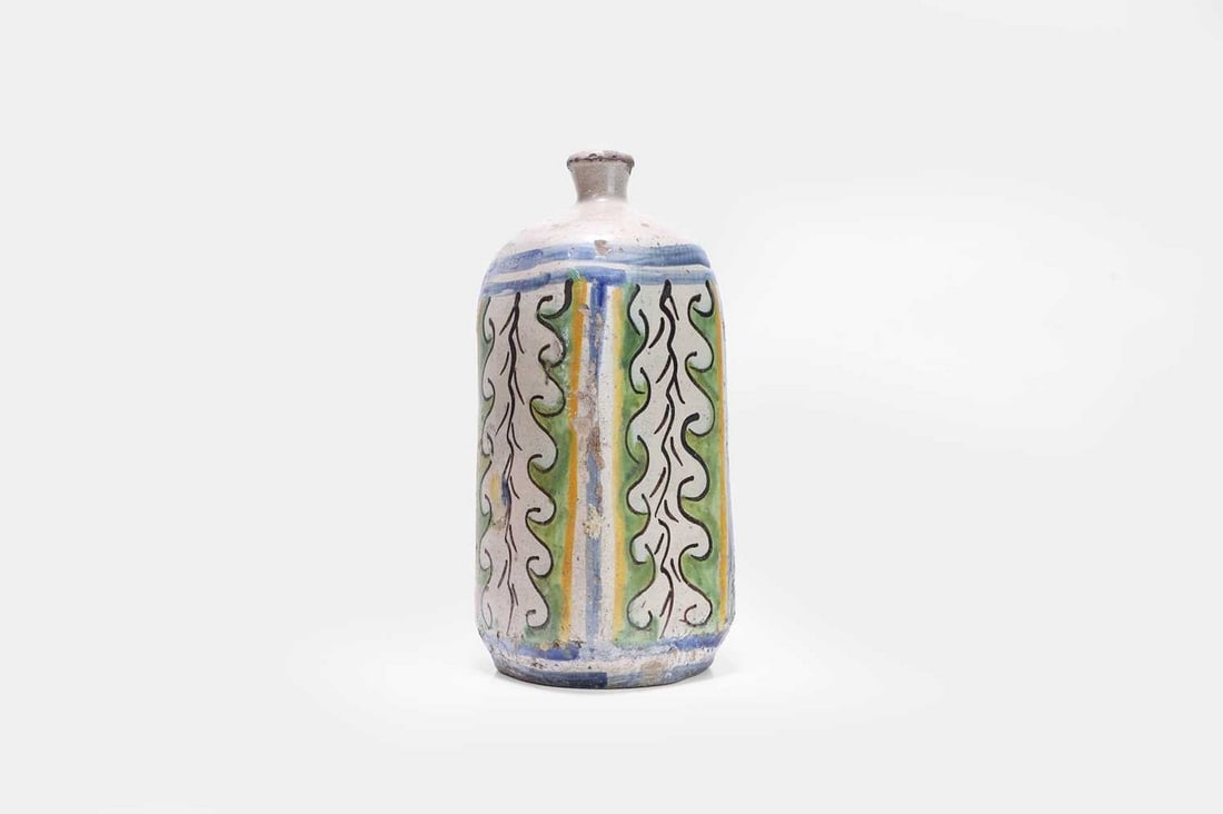 A maiolica bottle vase, late 18th/early 19th century, Italian, possibly Sicilian, (1 of 3)