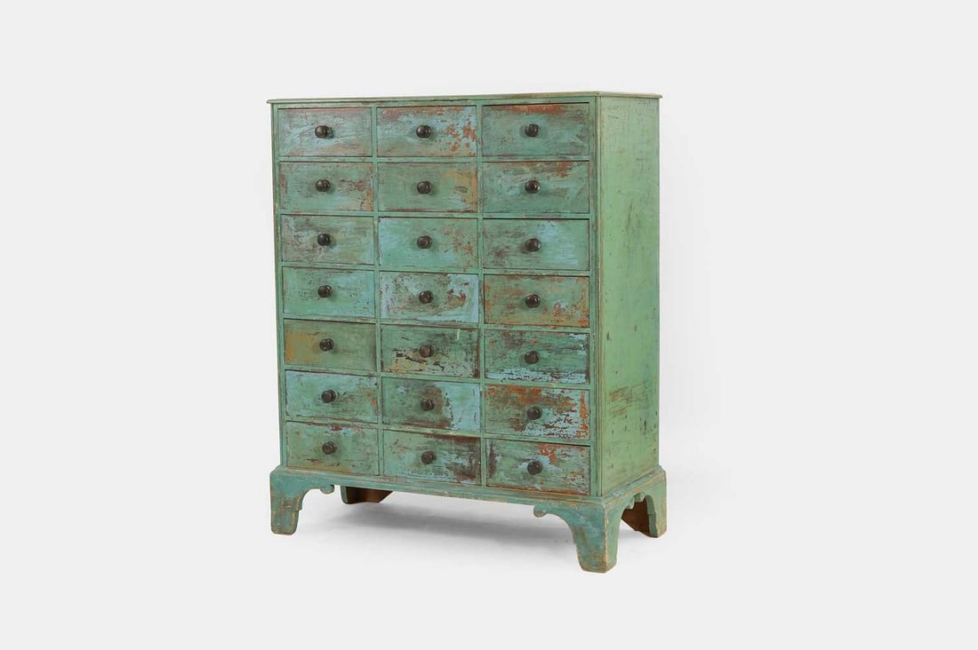 A painted chest of drawers, 19th century, (1 of 3)