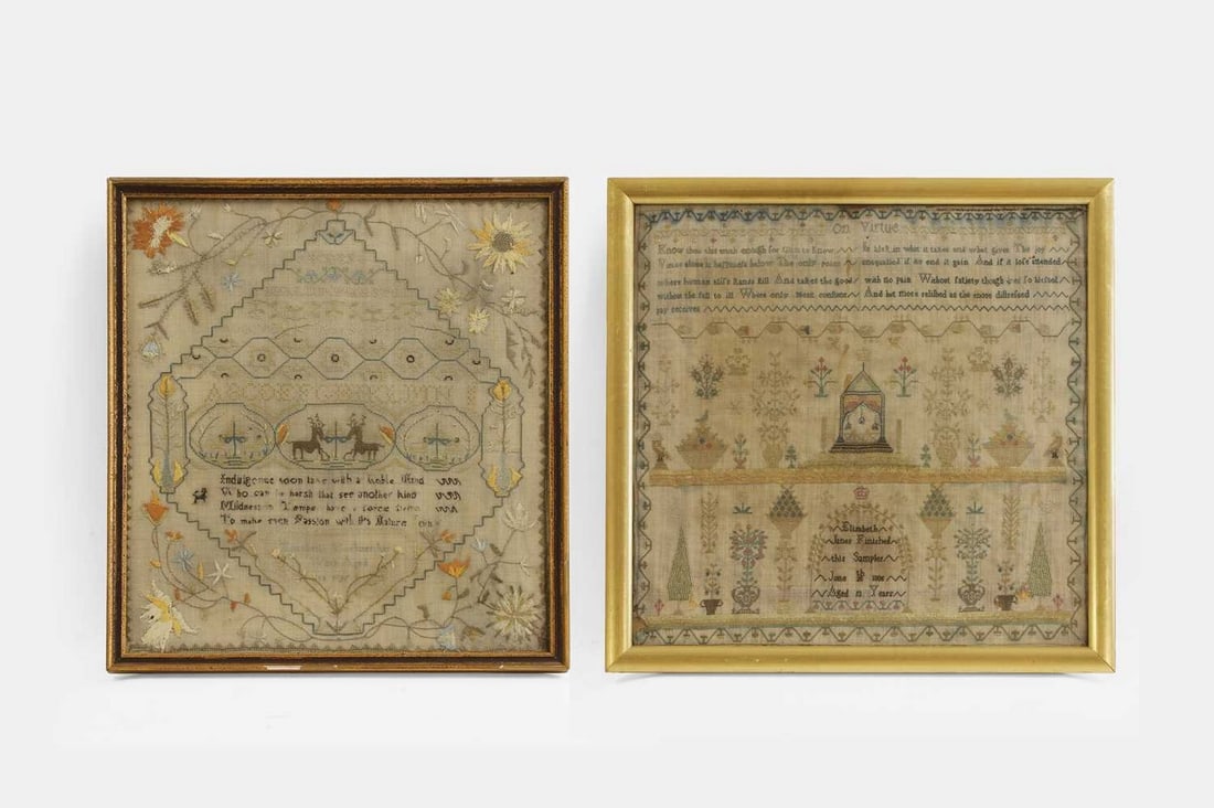 Two George III needlework samplers, late 18th/early 19th century, (1 of 5)