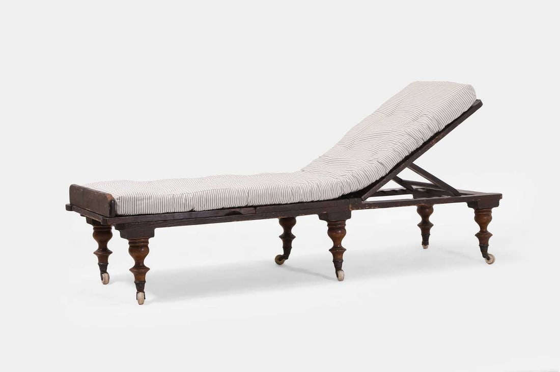 A Victorian mahogany campaign daybed, 19th century, (1 of 3)