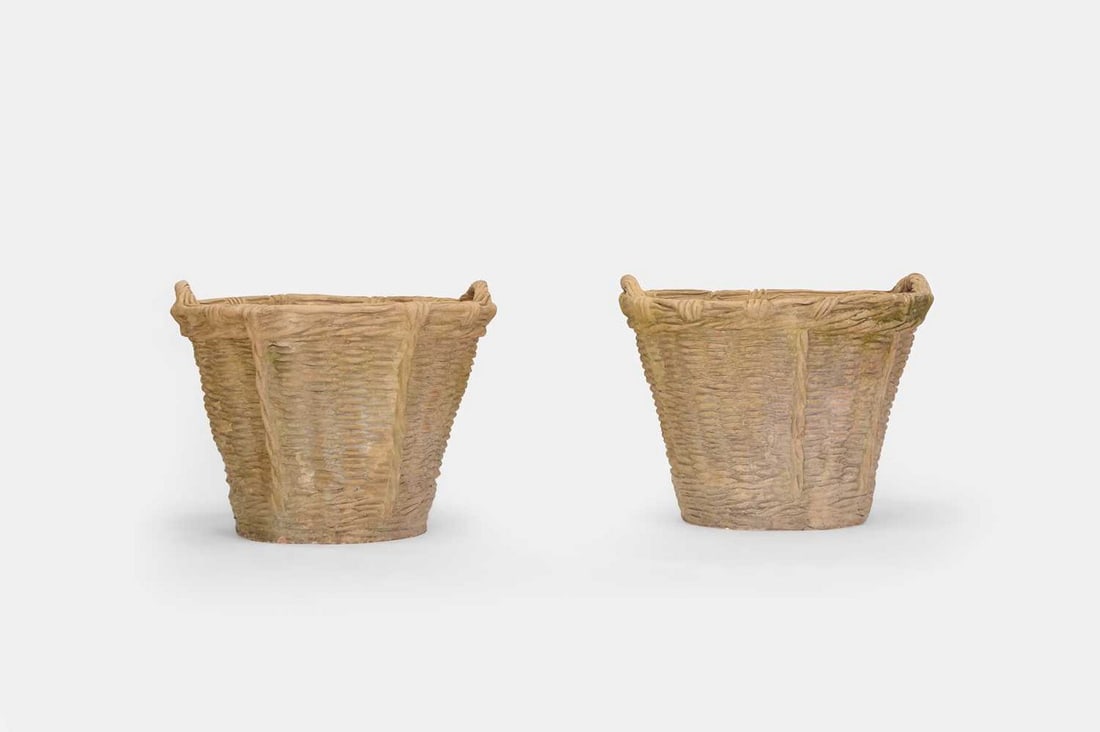 A pair of terracotta planters, 20th century, (1 of 3)