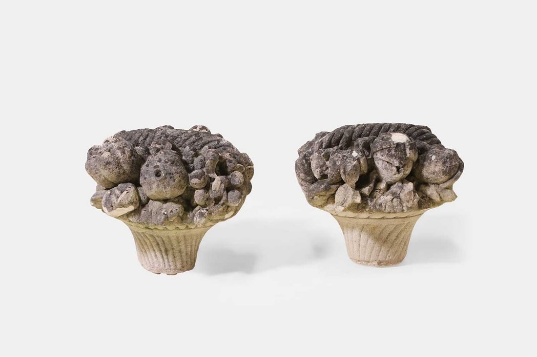 A pair of stone fruit baskets, 20th century, (1 of 3)