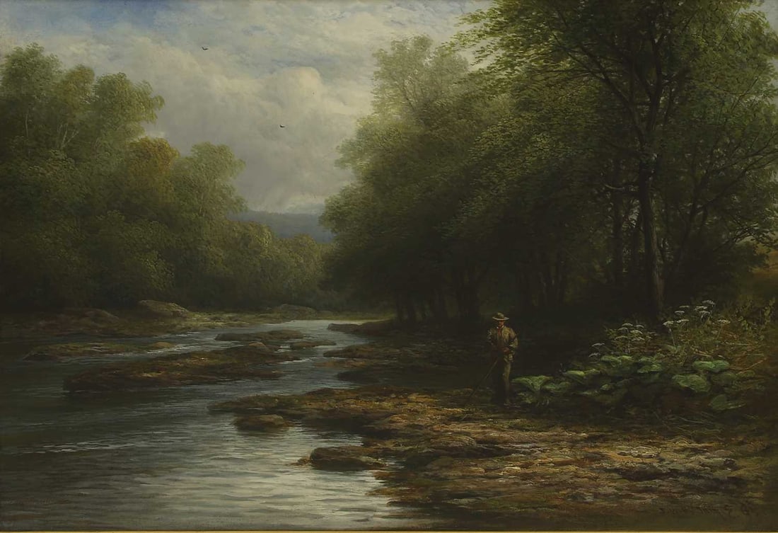 Joseph Wrightson McIntyre (British, 1841-1897) 'On the River Derwent, near Grindleford Bridge' (1 of 4)