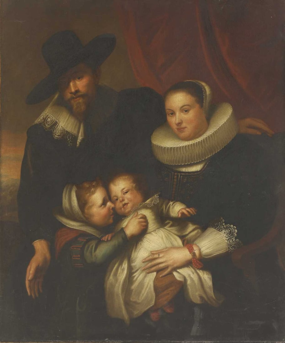 After Sir Anthony van Dyck Portrait of the painter Cornelis de Vos and his wife Suzanna Cock with th (1 of 7)