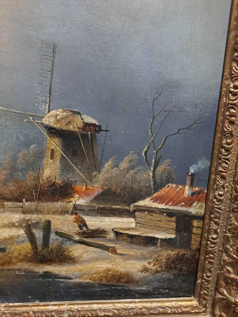 Jan Jacob Spohler (Dutch, 1811-1866) A winter landscape with figures on a frozen river - 20