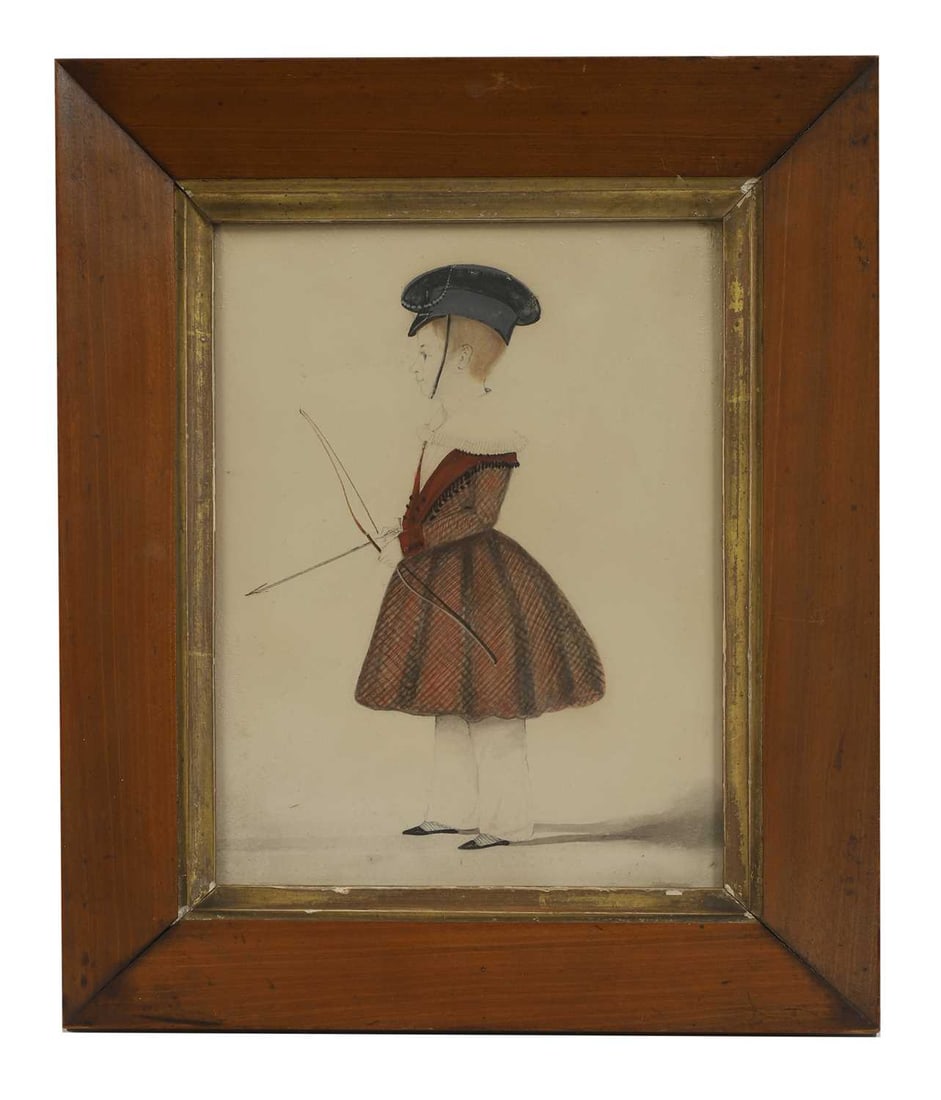 English School, 19th century Portrait of a child holding a bow and arrow - 2