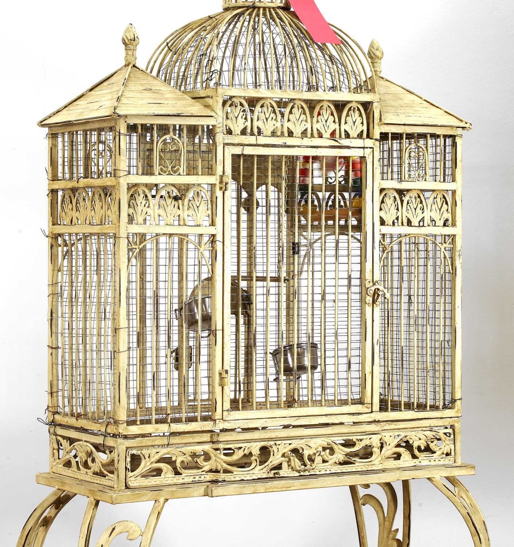 A French ironwork canary cage, 20th century, - 2