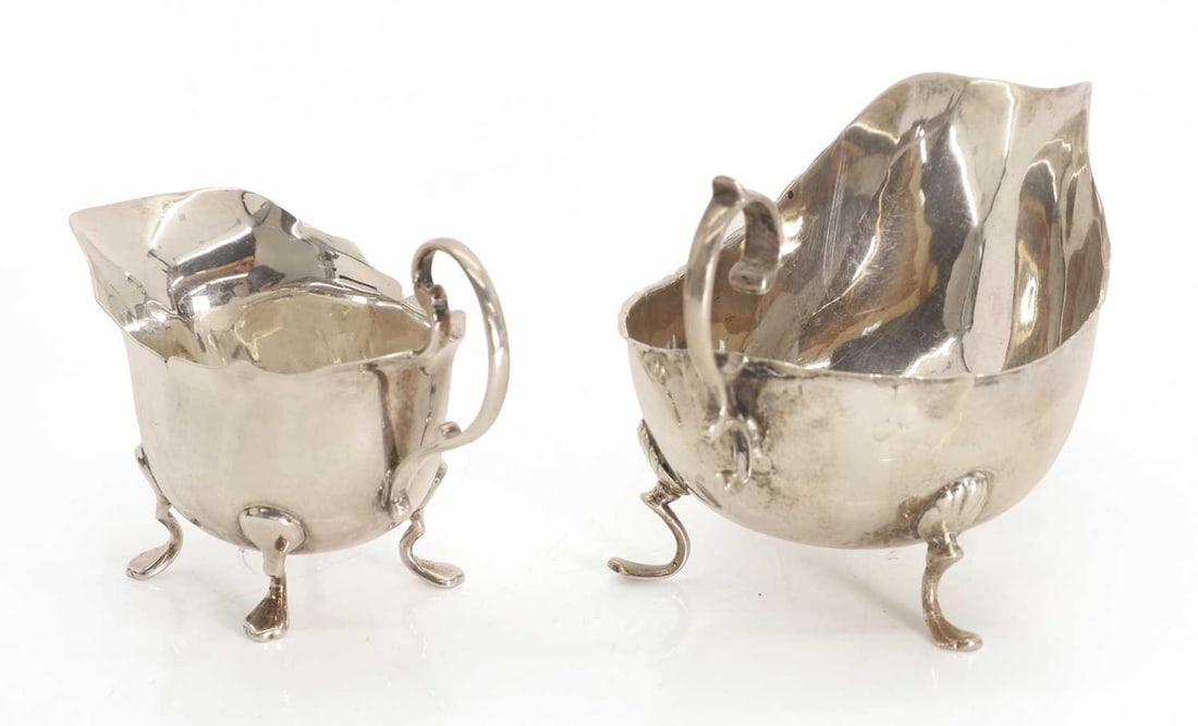 Two silver sauce boats, - 2