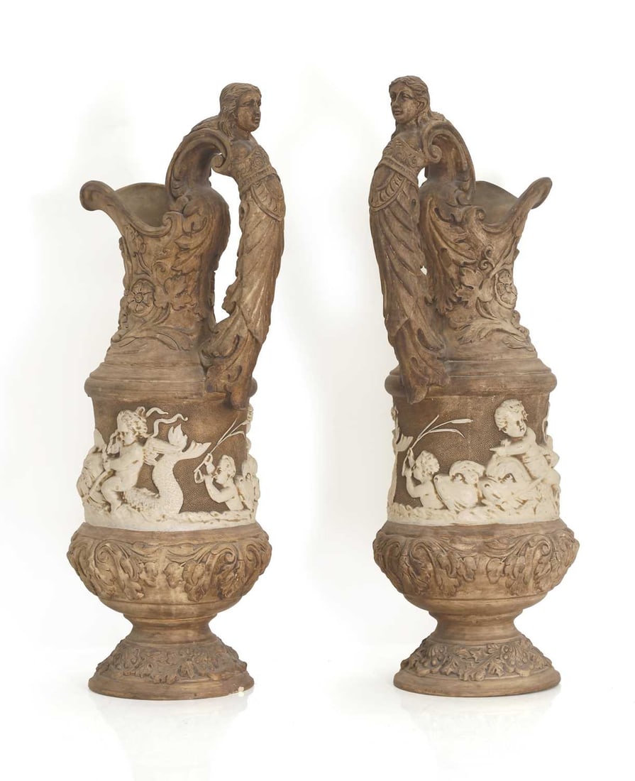 A pair of Renaissance-style terracotta ewers - 2