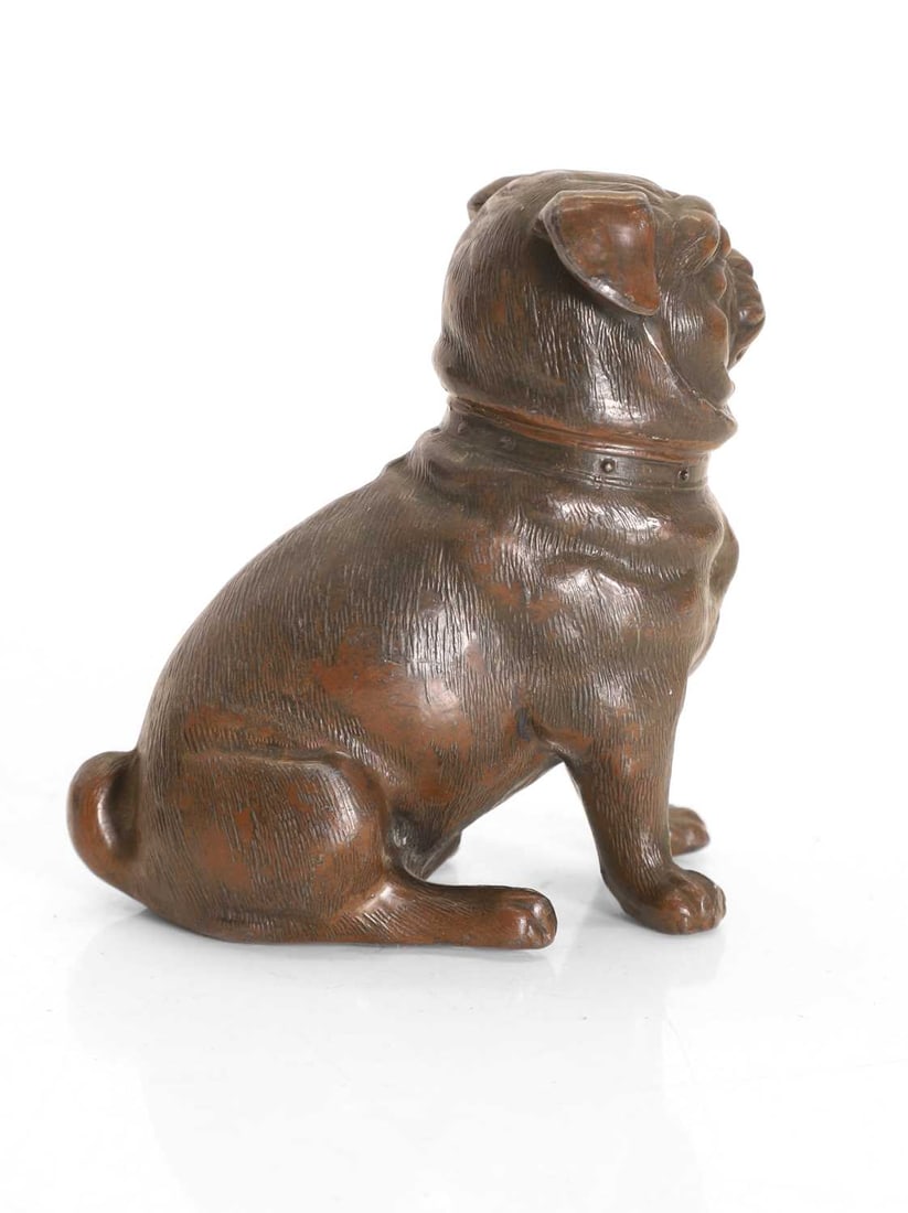 A Japanese patinated spelter pug, 20th century, - 2