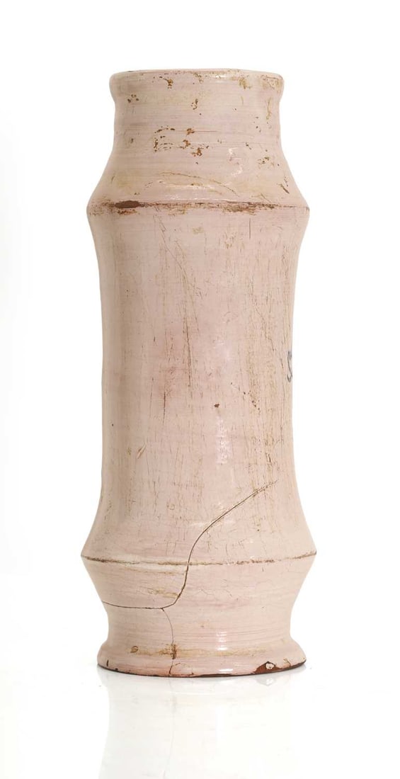 A tin-glazed stoneware albarello, 18th century, Spanish, Talavera, - 2