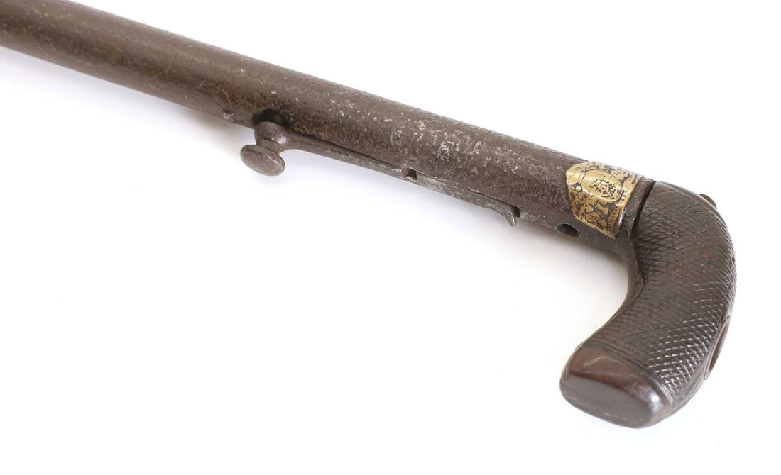 A Patent percussion under hammer walking stick, circa 1900, - 2